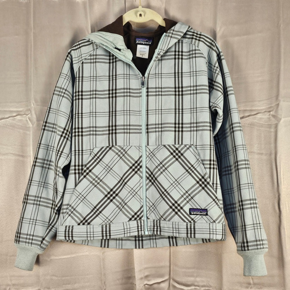 Patagonia‎ Womens Blue Connell Plaid Thin Ice Slopestyle Hoody Jacket 2.0 Small